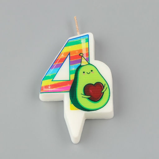 Свеча в торт Авокадо, цифра 4, 6,5 см - Страна карнавалия фото 3