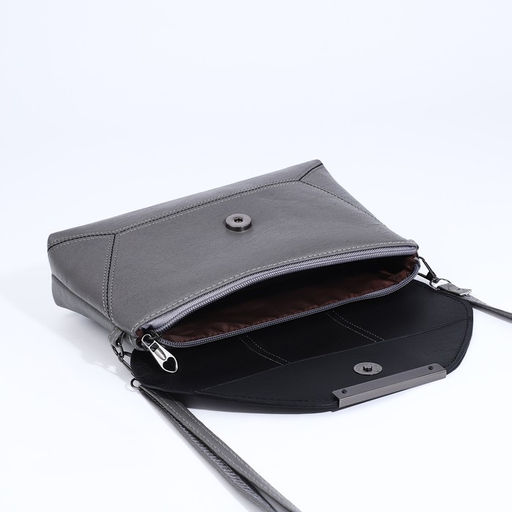 Сумка-клатч на магните, длинный ремень, цвет серый - Simaland фото 7