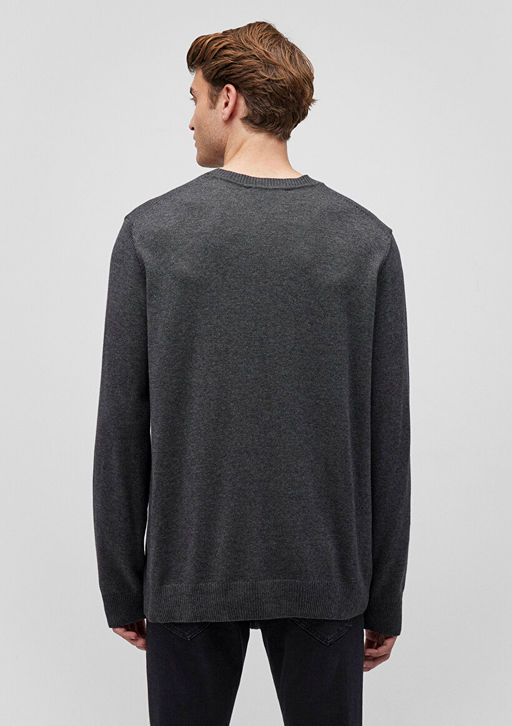 Bisiklet Yaka Antrasit Kazak - Mavi фото 4