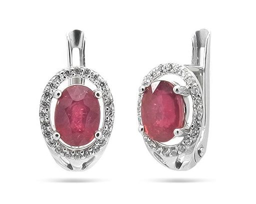 Серьги из серебра рубин, SL-RIC7