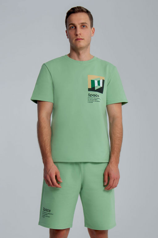 Арт. 63612 Комплект с шортами мужской 48-56 (5 шт) Цвет:верх-салатовый,низ-салатовый - Идеал фото 4