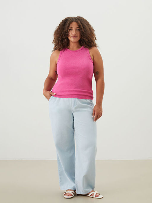 Beli Lastikli Straight Fit Kad?n Jean Pantolon