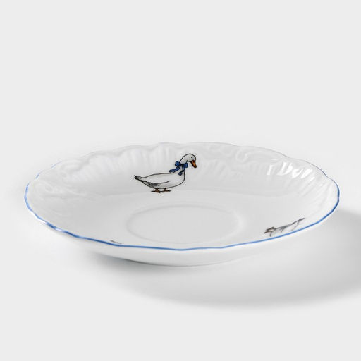 Блюдце Cmielow «Рококо. Гуси», d=12.5 см, фарфор, белое