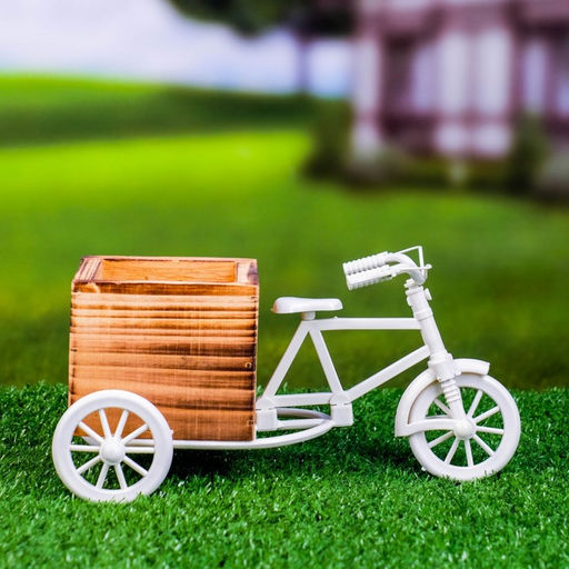 Декоративное кашпо для цветов «Велосипед Home & Garden», 20.5×12×10.5 см, дерево, пластик, белое