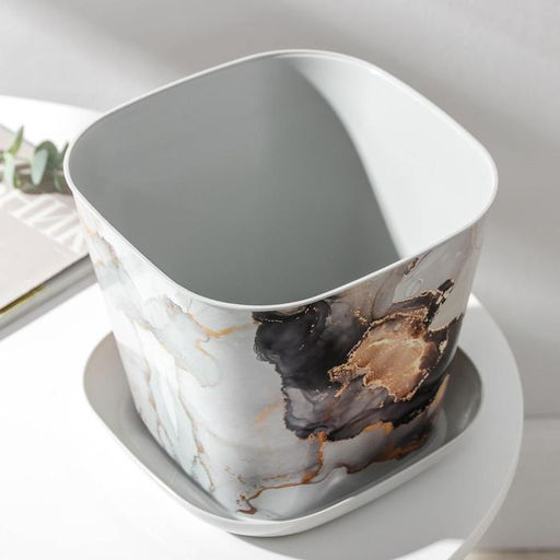 Горшок с поддоном «Мрамор», 3.7 л, пластиковый, светло-серый