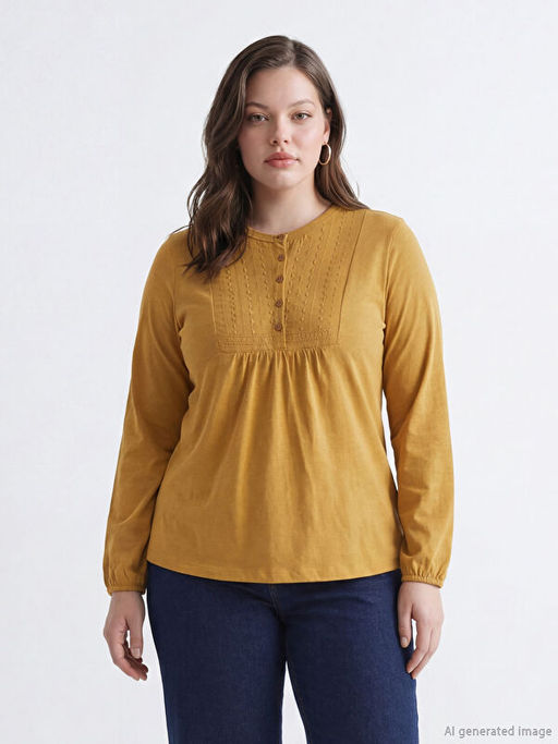 Bisiklet Yaka Nak??l? Bluz