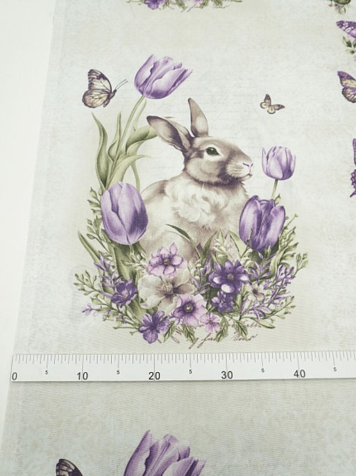 Рогожка Винтажные кролики, ш.1.5м, хлопок-100%, 160гр/м.кв, раппорт 63см - Купава фото 2