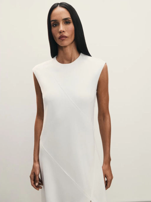 Асимметричное платье из вискозы и льна с разрезом / Zarina  фото 6