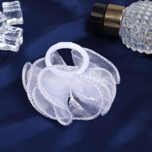 Цена за 6 шт. Бант для волос на резинке «Школьница», воздушная волна, 7 см, белый