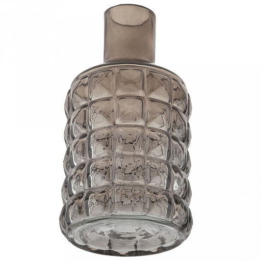 Ваза для цветов стеклянная "Альхес" 1,25л, д11,8см, h22,5см, форма "бутылка", малая, текстурная, "Скандик", дымчатый (Россия)