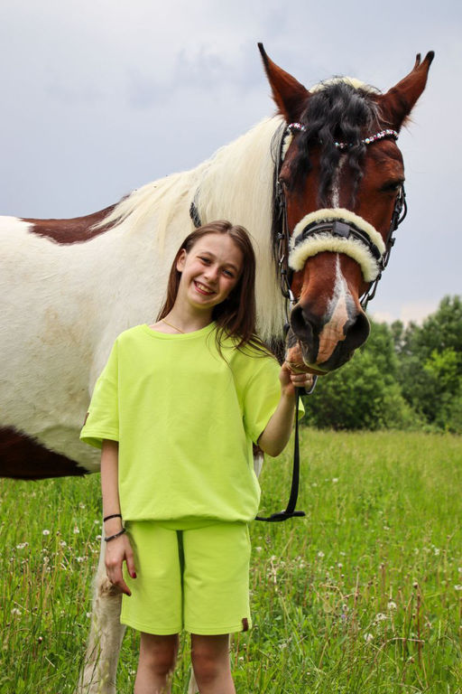 CRB wear/CSJG 90240-36-394 Комплект для девочки (футболка, шорты),лайм/Ex.Cherubino  фото 12