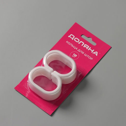 Кольца для штор Доляна, в ванную, пластик, 12 шт., 5.7×3.8 см, белые