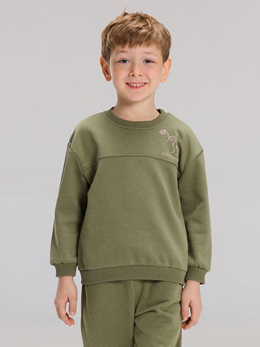 Dinozor Bask?l? Erkek ?ocuk Sweatshirt ve E?ofman Alt?