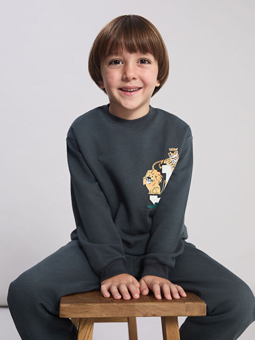 Bisiklet Yaka Erkek ?ocuk Sweatshirt ve E?ofman Alt