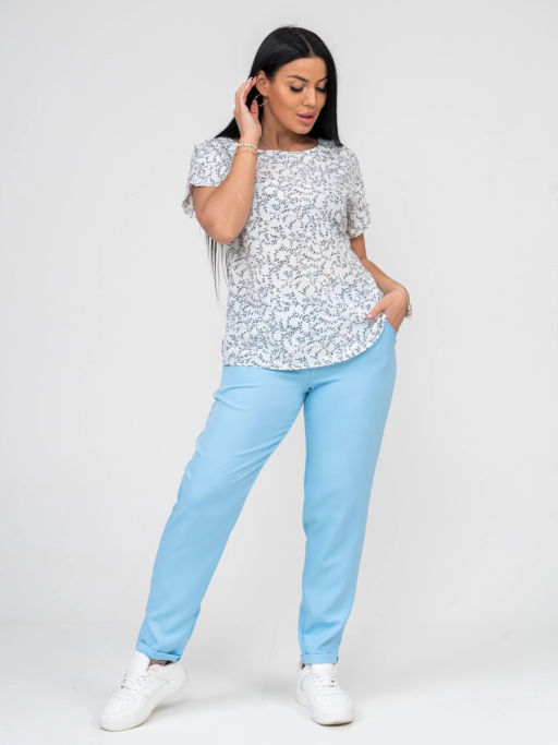 Костюм женский, цвет голубой белый синий