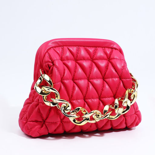 Сумка женская на фермуаре, малиновая