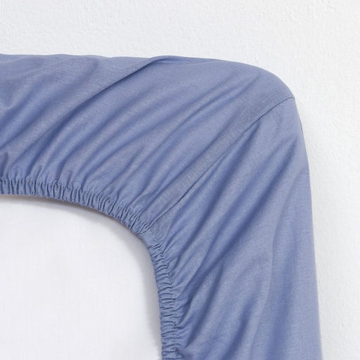 Простыня на резинке Этель 140*200*25, цв.голубой, 100% хлопок, поплин 125г/м2  фото 3