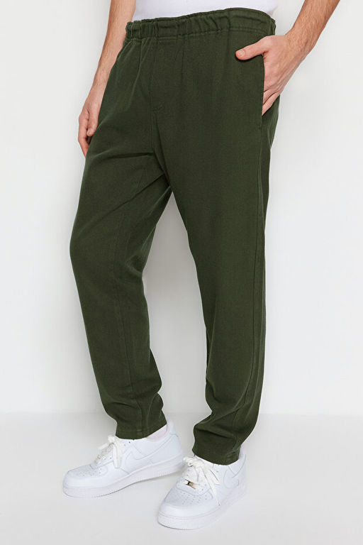 Haki Regular Fit Lastik Belli Gabardin Pantolon TMNSS23PL00033