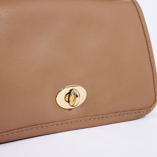 Сумка женская мессенджер на клапане, 23×6.5×12 см, бежевая