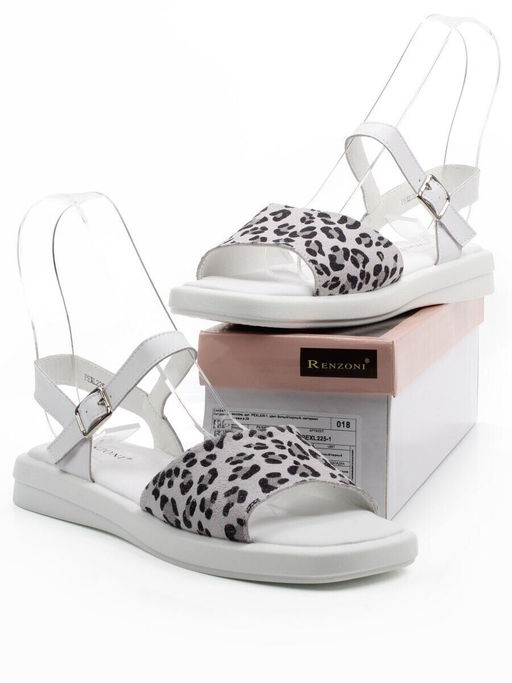08-PEXL225-1 WHITE/LEOPARD Босоножки женские (натуральная кожа, натуральная замша)