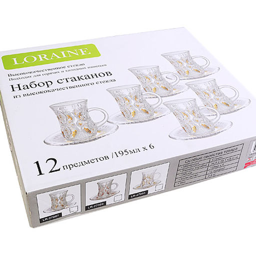 27089 Набор д/чая стекляный 12пр LR с золотом (х6) - Mayer&boch фото 4