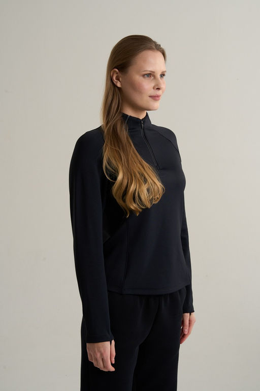 Лонгслив half-zip утепленный Черный ANTA RUNNING LS Tee  фото 4