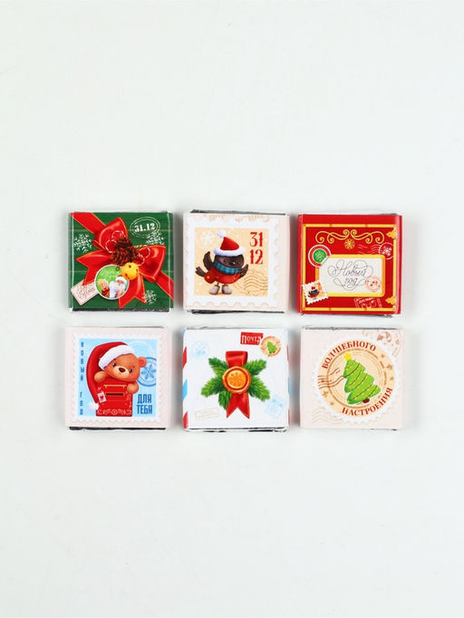 Шоколад новогодний молочный Почта, 6 шт., 5 г