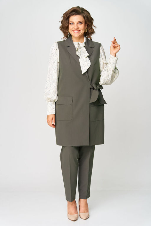 Костюм Svetlana Style 1719 мох_молочный принт