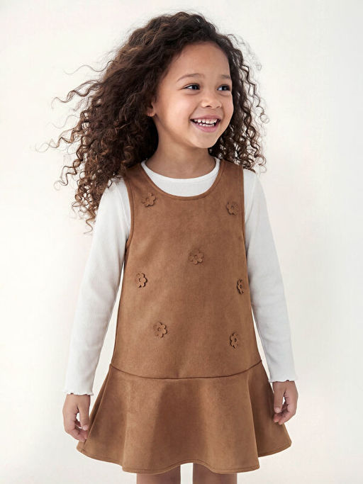 K?z ?ocuk Jile Elbise ve Uzun Kollu Ti??rt