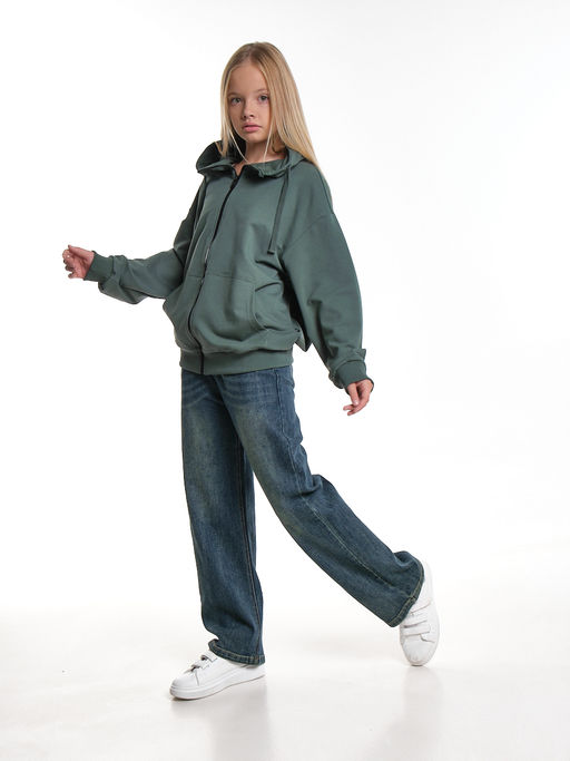 Толстовка на молнии с капюшоном 22-7653 хаки