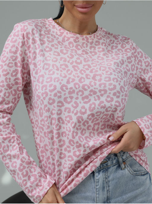 Лонгслив "Леопард" Розовый