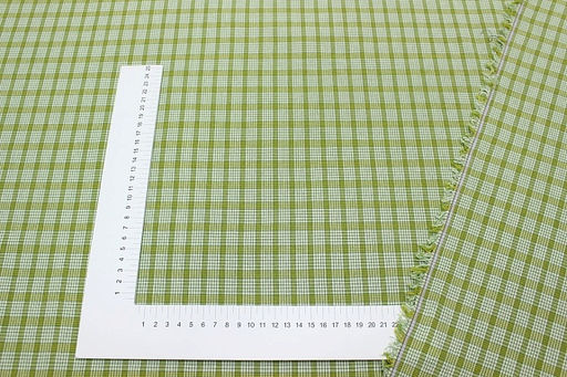 Вареный (стираный) хлопок Клетка-сеточка цв.лесная трава, ш.2.5м, хл-100%, 115гр/м.кв - Купава фото 2