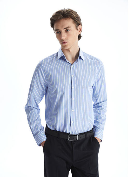 Slim Fit Uzun Kollu ?izgili Oxford Erkek G?mlek