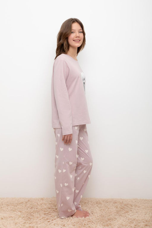 КБ 2830/розово-сиреневый,сердечки пижама для дев
