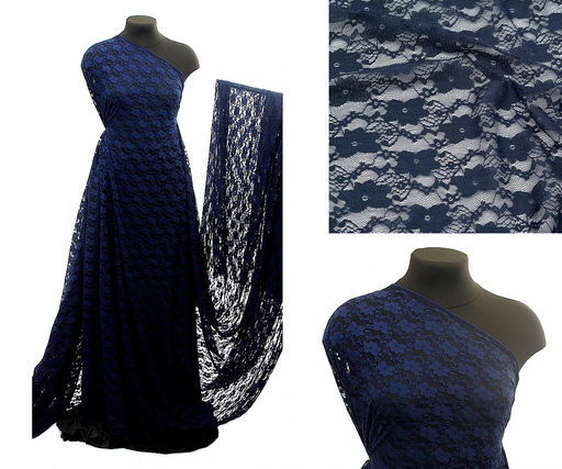 Кружевная ткань стрейч в нарезке арт.TBY.M903 шир.150см 100 г/м? цв.318 нейви уп.2,7м