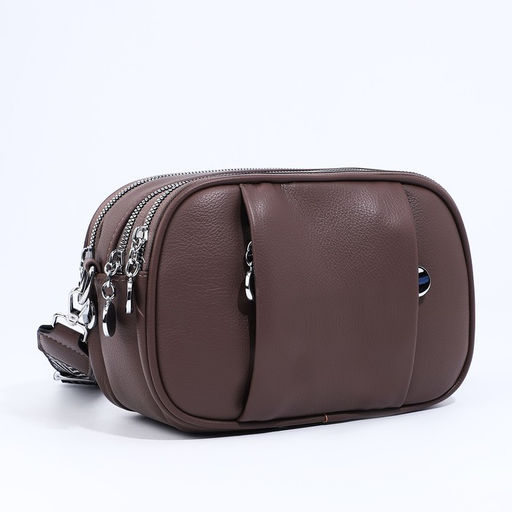 Сумка кросс-боди на молниях, наружный карман, цвет коричневый - Simaland фото 3