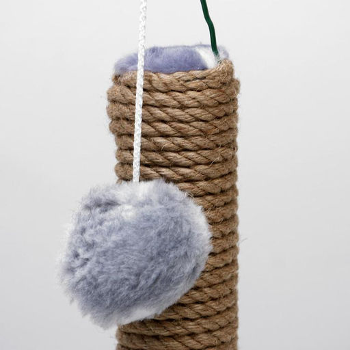 Когтеточка двойная для котят на подставке, джут, 30 х 28 х 32 см, серая с лапками - Пижон фото 6