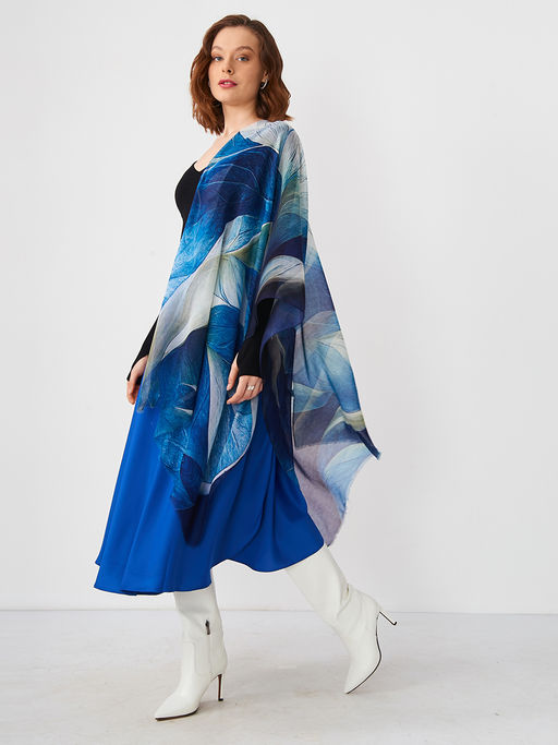 Большой, мягкий, тонкий и очень нежный двусторонний палантин с рисунком в стиле арт-дек - Tantino фото 4