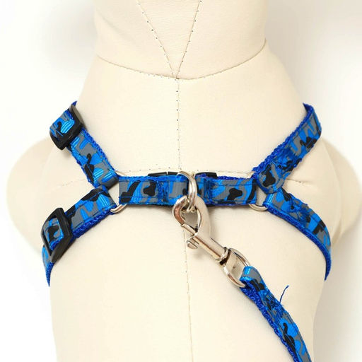 Комплект прошитый Милитари, поводок 120 х 1 см, ОГ 23-35 см, голубой - Пижон фото 4