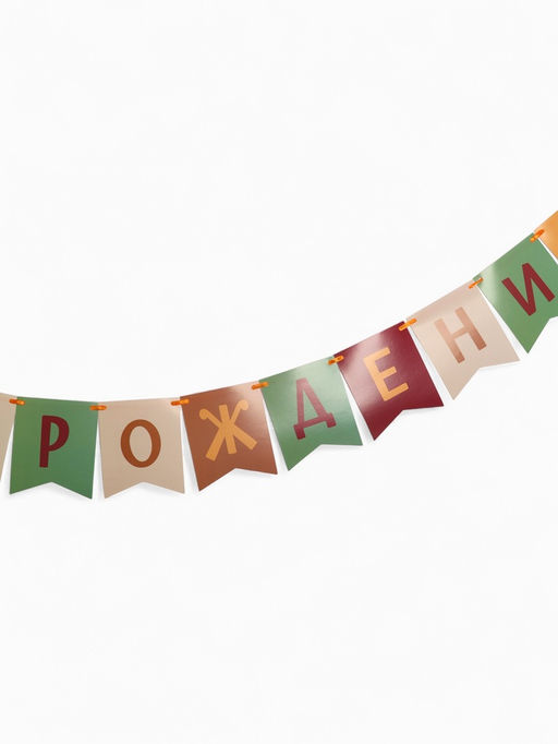 Гирлянда на ленте «С Днём Рождения!», оранжевый нюд, 200 см