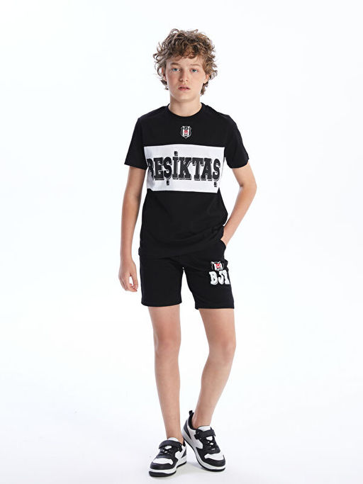 Bisiklet Yaka Be?ikta? Bask?l? Erkek ?ocuk Ti??rt