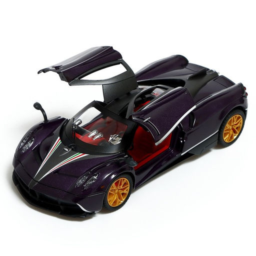 Машинка металлическая, инерционная, 1:24,открываются двери, капот, багажник, световые и звуковые эффекты, цвет фиолетовый