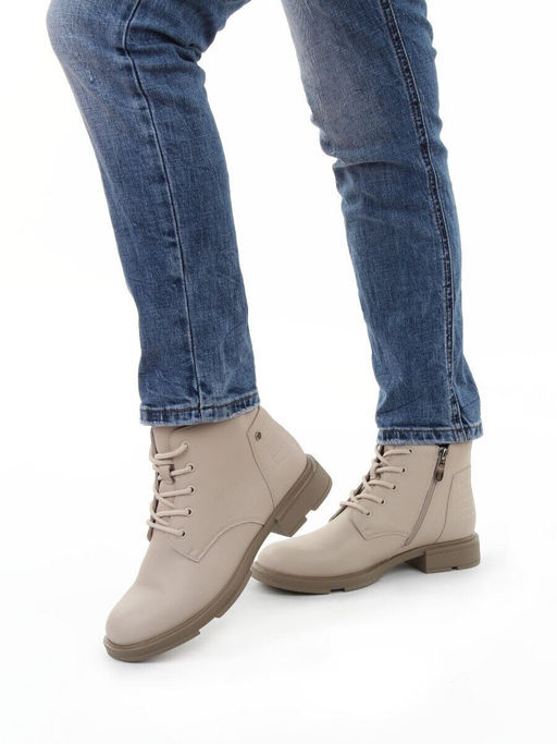 01-M43-15 BEIGE Ботинки демисезонные женские (натуральная кожа)