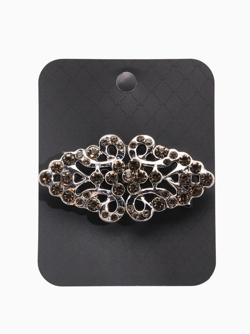 Зажим для кардигана «Ажур. Бутоны», светло-серый в черненом серебре