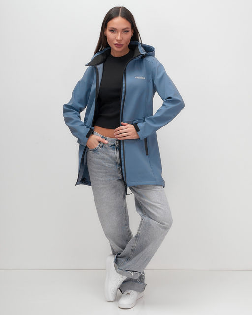 Парка спортивная женская с капюшоном softshell синего цвета 9568S - Mtforce фото 16