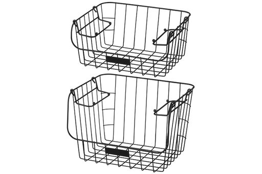 Набор 2 корзин 29,5*22*13 см + 31,5*22*21 см  Черный с ручками, металл - Elan gallery фото 5