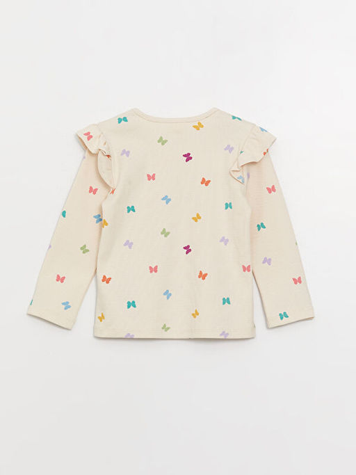 Bisiklet Yaka Uzun Kollu Desenli K?z Bebek Ti??rt - Waikiki фото 2