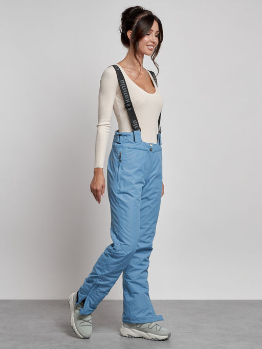 Полукомбинезон утепленный женский зимний горнолыжный голубого цвета 7601Gl - Colannia фото 19