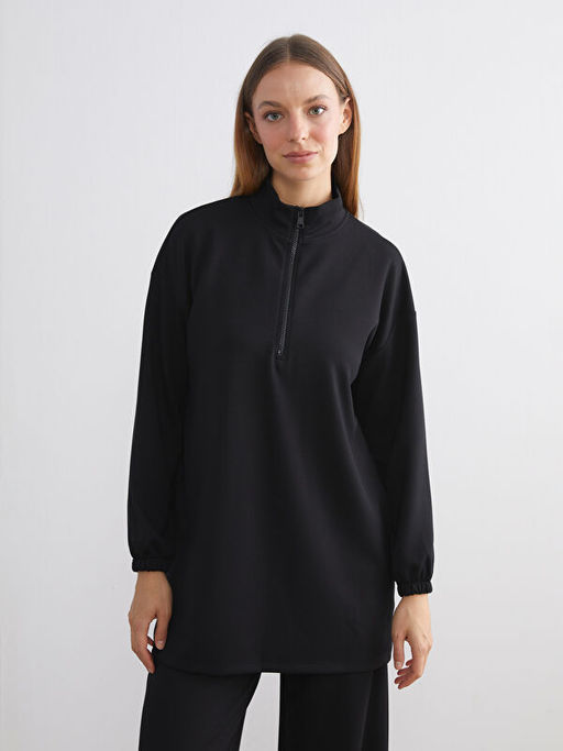 Dik Yaka Oversize Kad?n Sweatshirt Tunik