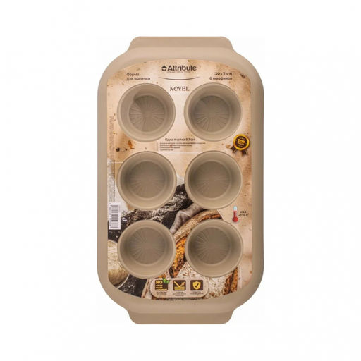 Форма для выпечки с антипригарным покрытием NOVEL 6 маффинов 36x21x3см арт. ABN505